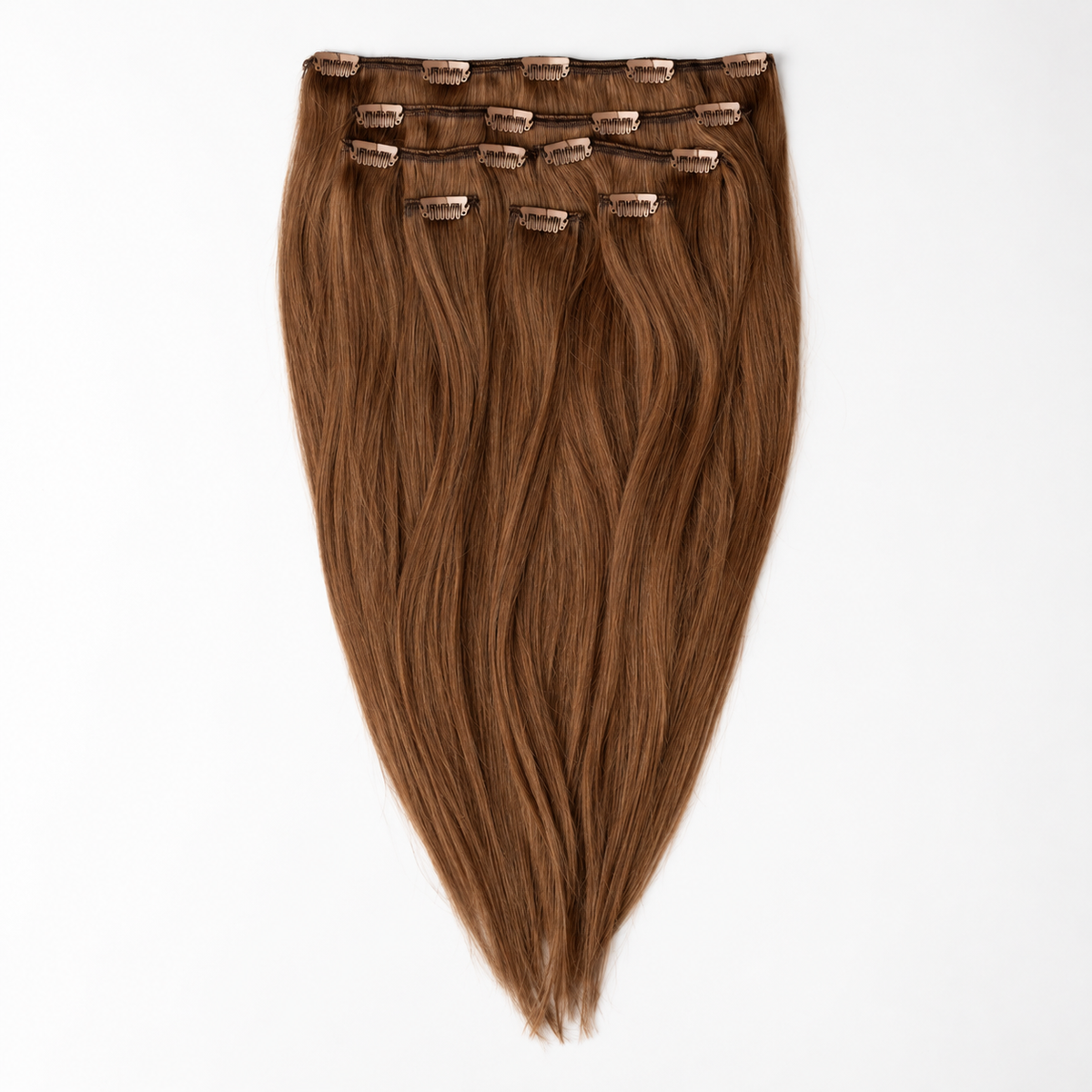 Donkerblonde clip in extensions van echt haar