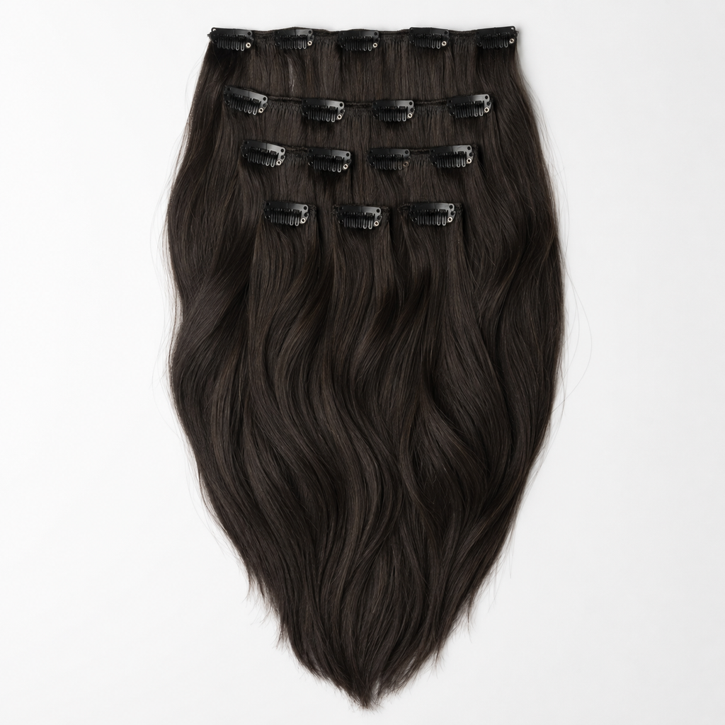 Lichtbruine clip in extensions voor extra volume