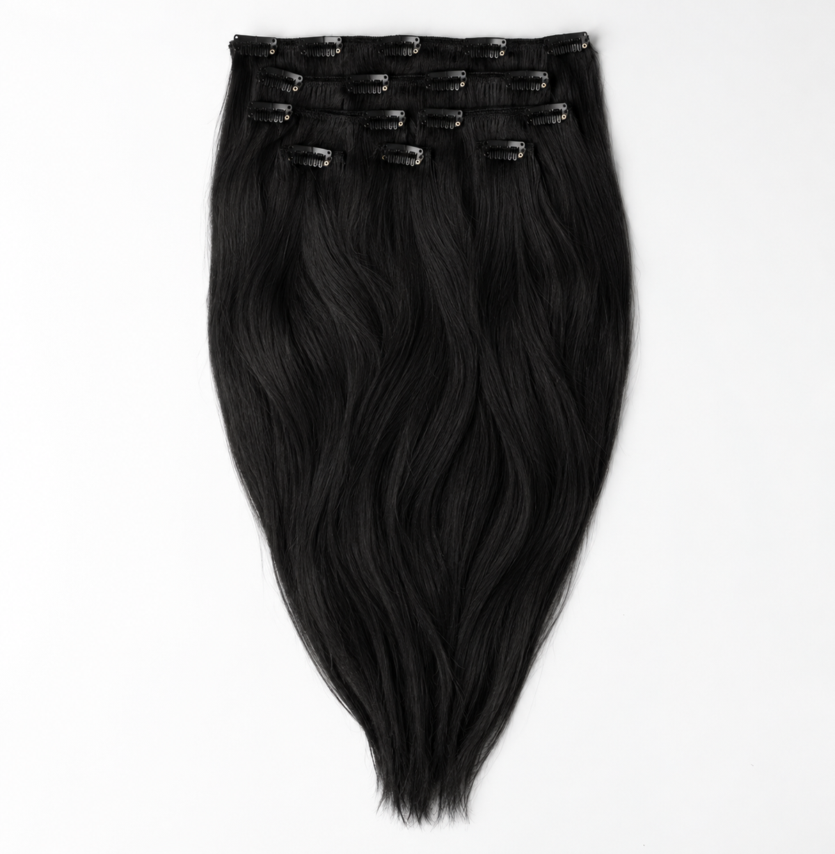 Silky straight clip in extensions van echt haar