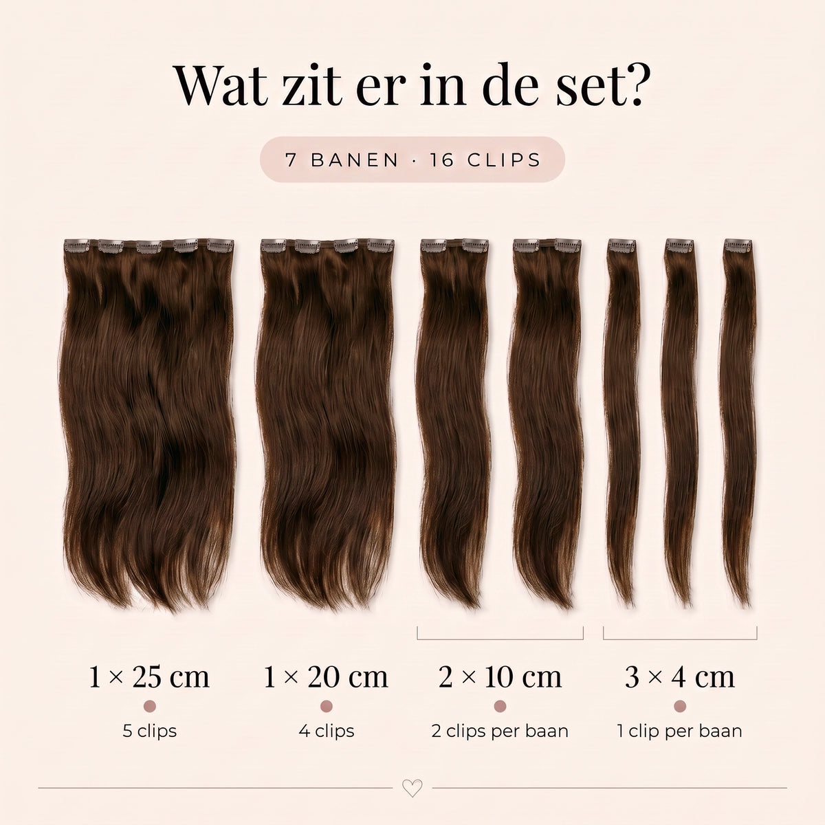 Clip in Extensions | Donker Chocolade Bruin Mix 1B/4